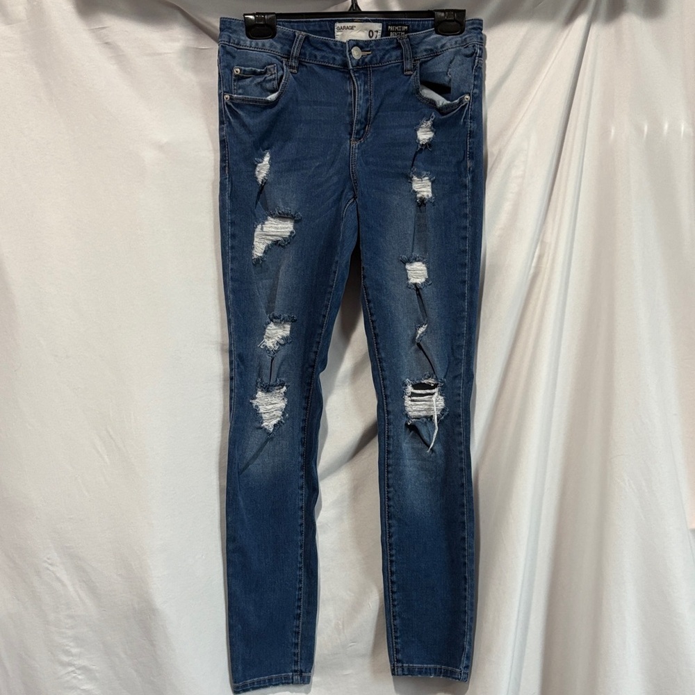 Garage Dark Blue Distressed Skinny Jeans